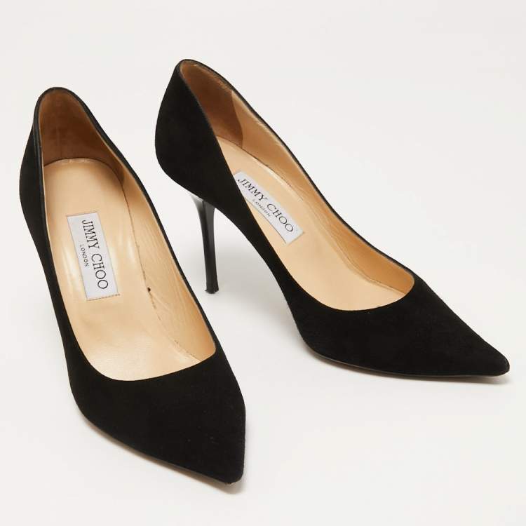Pre Owned Jimmy Choo Black Suede Love Pumps Size 38.5