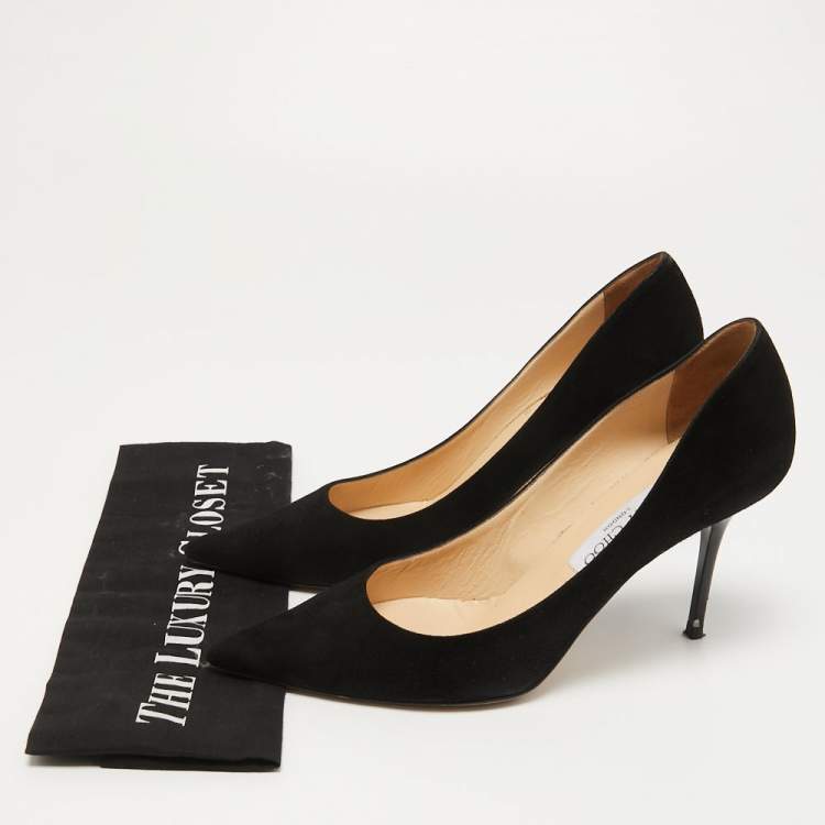 Pre Owned Jimmy Choo Black Suede Love Pumps Size 38.5