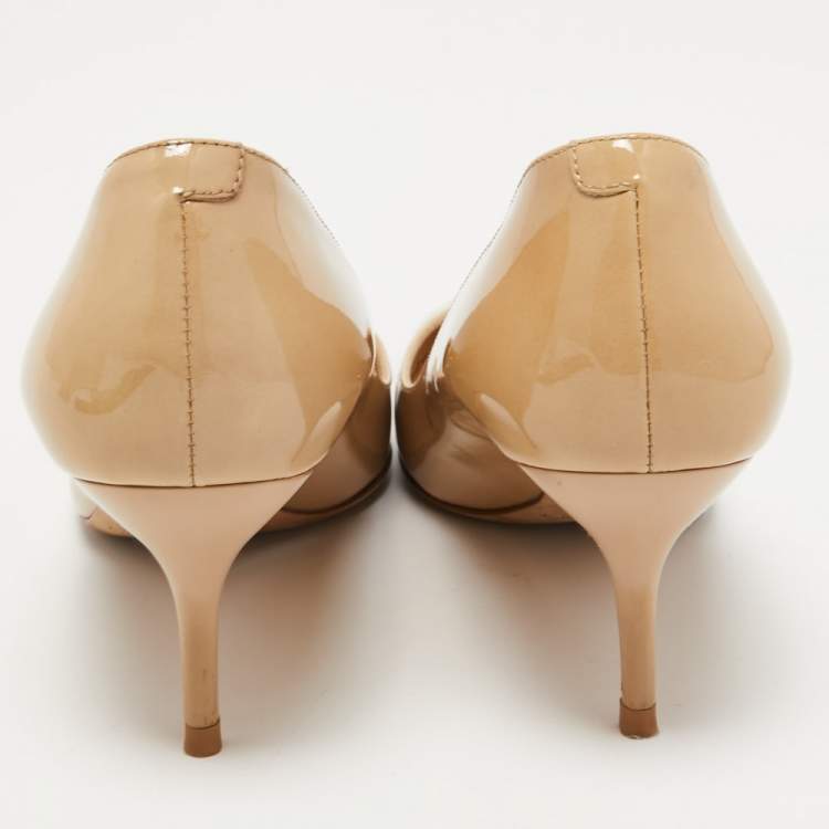 Pre Owned Jimmy Choo Beige Patent Leather Pumps Size 38.5