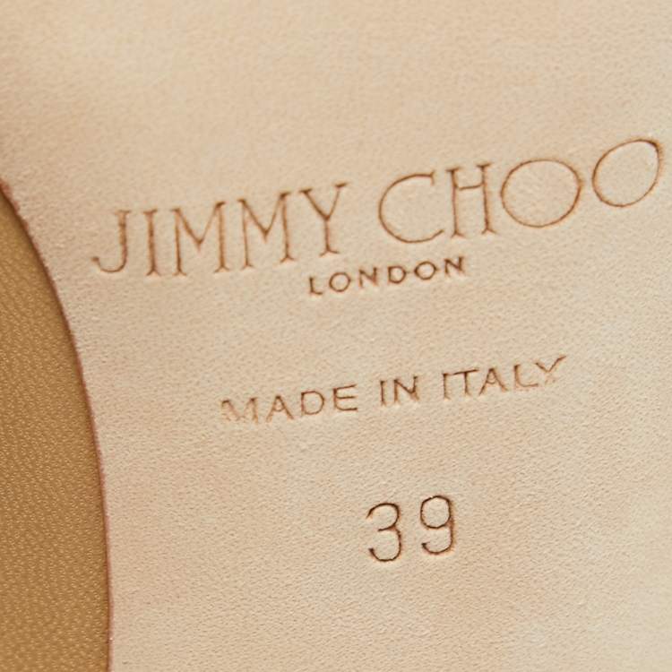 Pre Owned Jimmy Choo Beige Leather ESME 85 Pumps Size 39