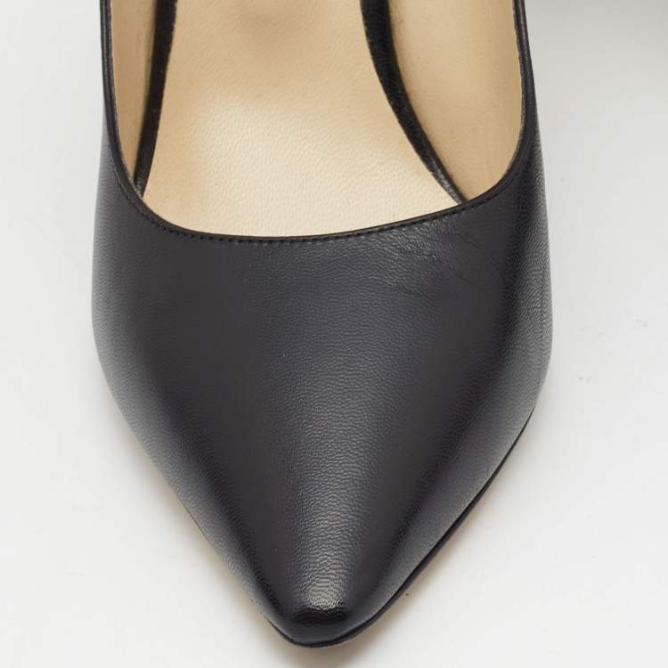 Pre Owned Jimmy Choo Black Leather Romy Pumps Size 39