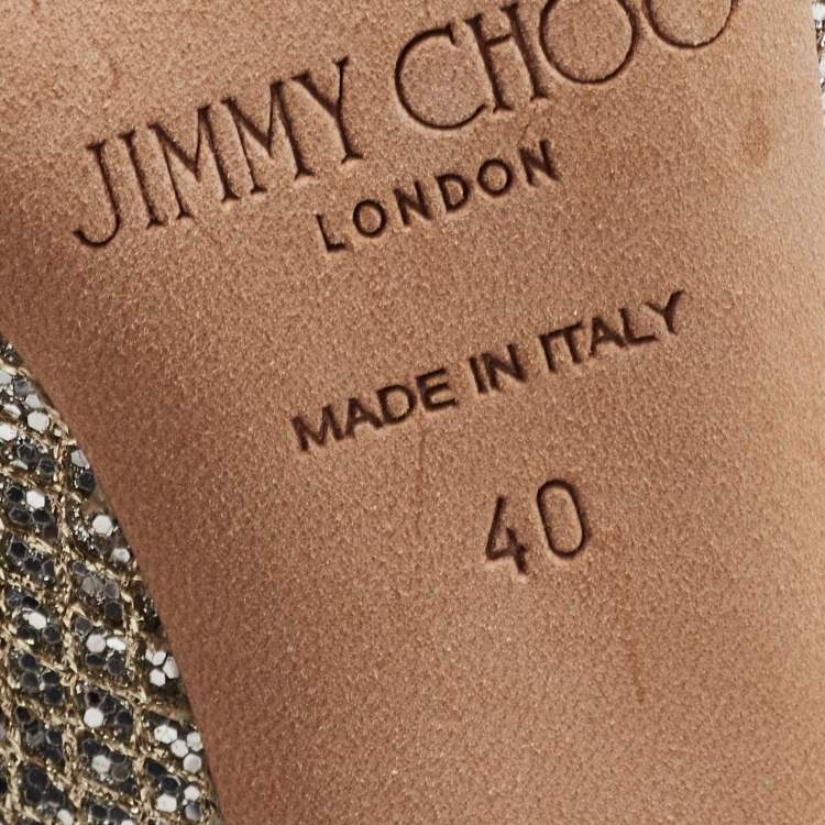 Pre Owned Jimmy Choo Gold Glitter and Leather Romy Pointed Toe Pumps Size 40