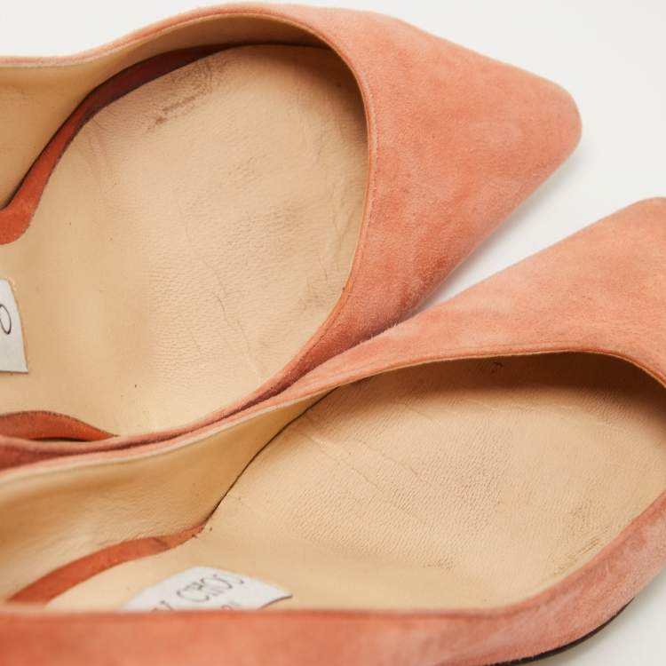Pre Owned Jimmy Choo Peach Pink Suede Romy Pumps Size 39