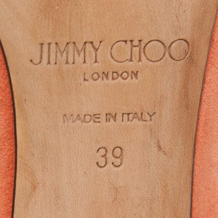 Pre Owned Jimmy Choo Peach Pink Suede Romy Pumps Size 39