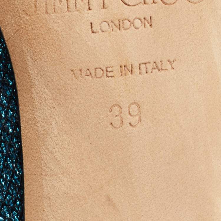 Pre Owned Jimmy Choo Blue Lurex Fabric Abel Pumps Size 39