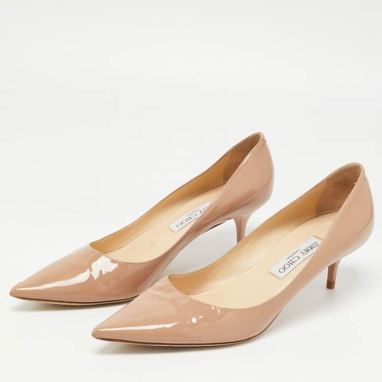 Pre Owned Jimmy Choo Beige Patent Leather Aurora Pumps Size 39.5