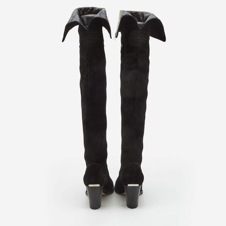 Pre Owned Dior Black Suede Madalie Knee Length Boots Size 39