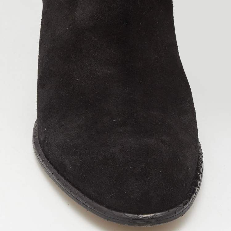 Pre Owned Dior Black Suede Madalie Knee Length Boots Size 39