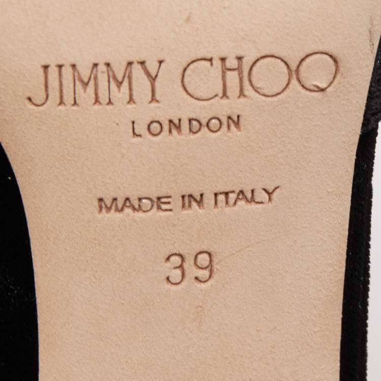 Pre Owned Jimmy Choo Black Leather and Velvet Dorsay Pumps Size 39