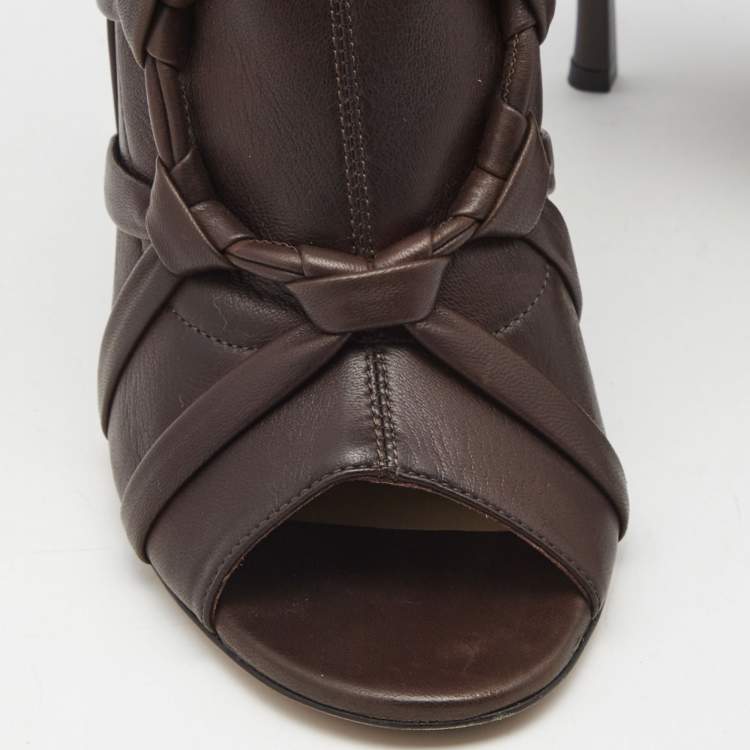 Pre Owned Jimmy Choo Brown Leather Knee Length Boots Size 38