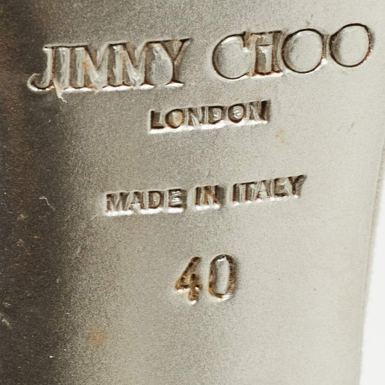 Pre Owned Jimmy Choo Grey Suede Crystal Embellished Ankle Wrap Sandals Size 40