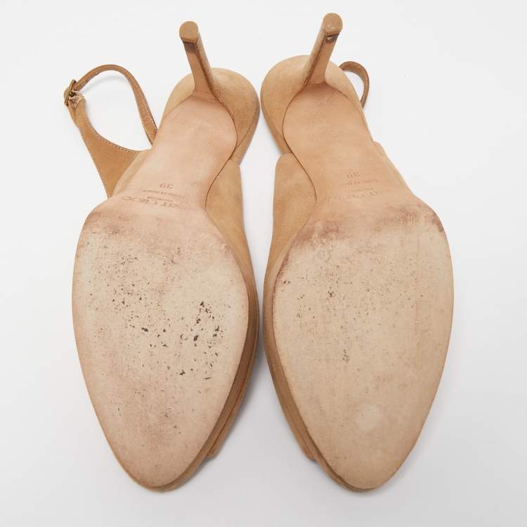 Pre Owned Jimmy Choo Btown Suede Clue Slingback Peep Toe Sandals Size 39