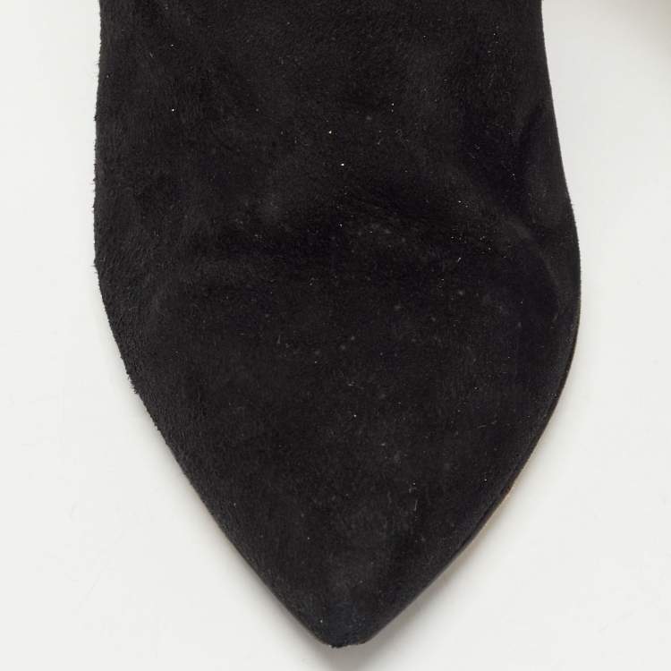 Pre Owned Jimmy Choo Black Suede And Fox Fur Tesler Ankle Boots Size 39