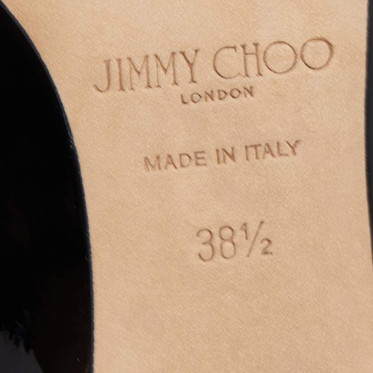 Pre Owned Jimmy Choo Black Patent Leather Bing Mules Size 38.5