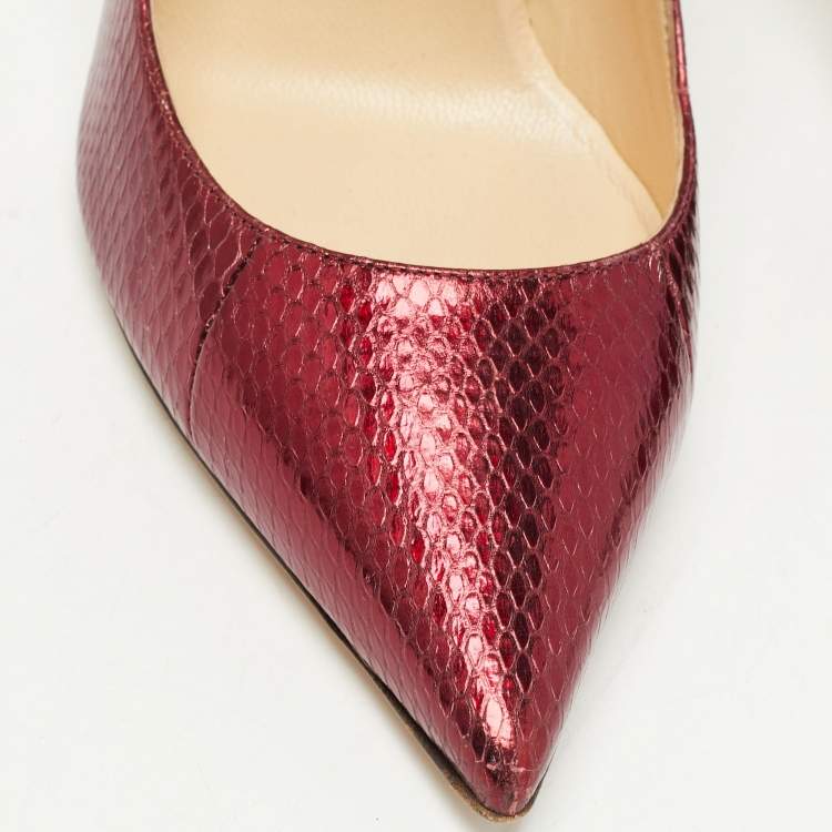 Pre Owned Jimmy Choo Metallic Python Embossed Leather Romy Pumps Size 39