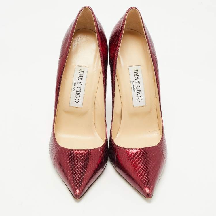 Pre Owned Jimmy Choo Metallic Python Embossed Leather Romy Pumps Size 39