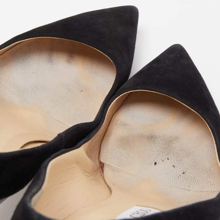 Pre Owned Jimmy Choo Black Suede and Patent Leather Platform Pumps Size 39.5