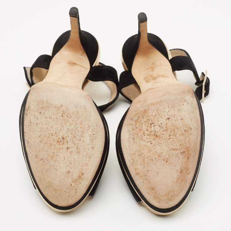Pre Owned Jimmy Choo Black Suede Pavlova Sandals Size 39.5