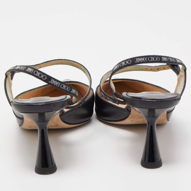 مملوكة مسبقًا Jimmy Choo Black Leather Ray Slingback Pumps Size 37