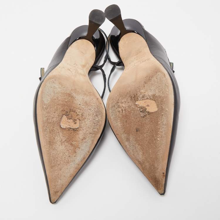مملوكة مسبقًا Jimmy Choo Black Leather Ray Slingback Pumps Size 37