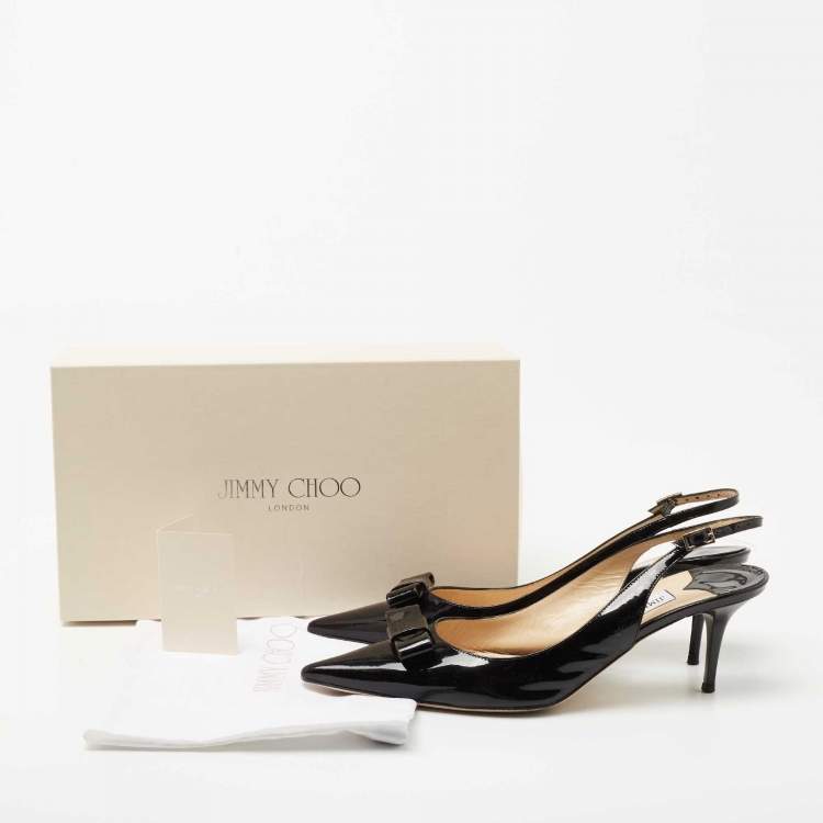 مملوكة مسبقًا Jimmy Choo Black Patent Leather Mara Slingback Pumps Size 40