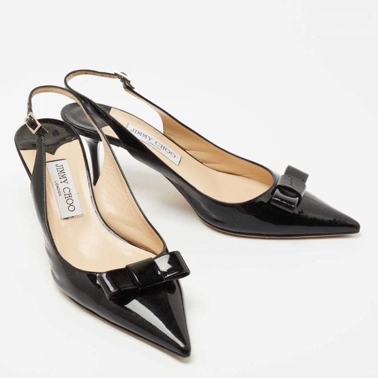 مملوكة مسبقًا Jimmy Choo Black Patent Leather Mara Slingback Pumps Size 40