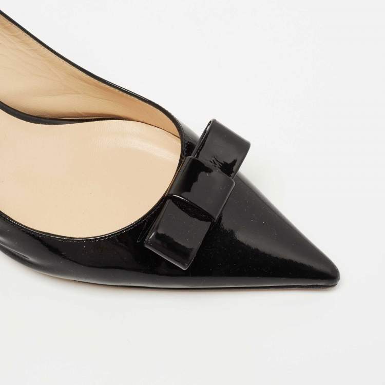 مملوكة مسبقًا Jimmy Choo Black Patent Leather Mara Slingback Pumps Size 40