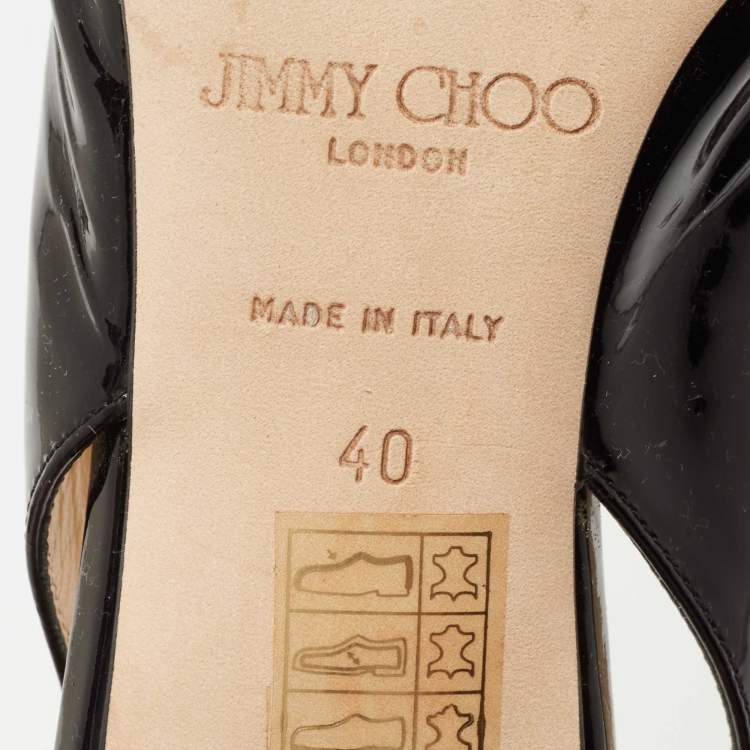 مملوكة مسبقًا Jimmy Choo Black Patent Leather Mara Slingback Pumps Size 40