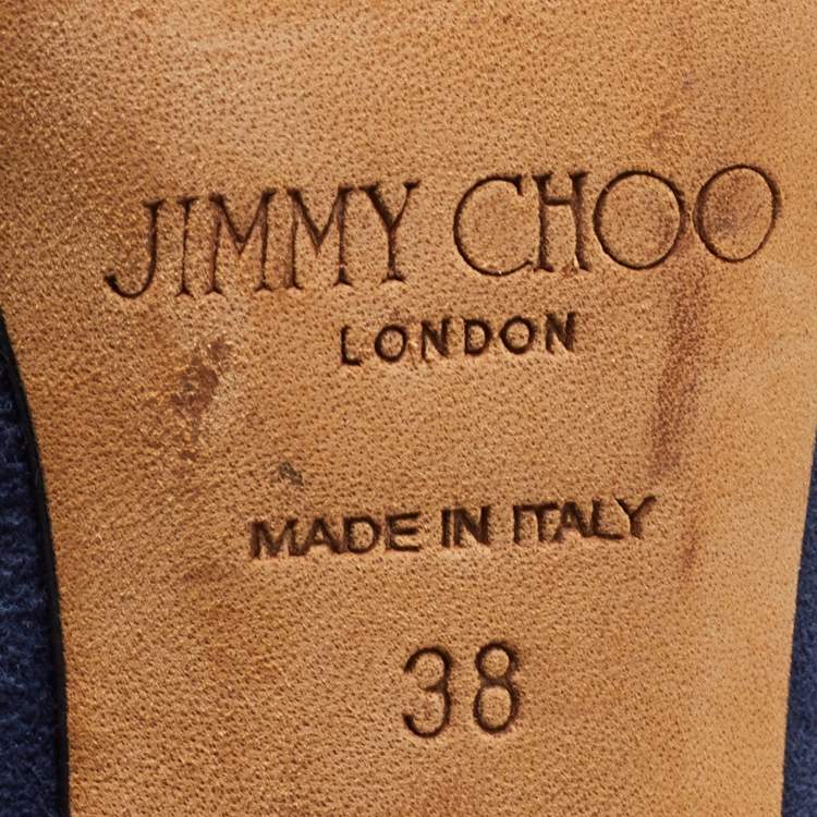 Pre Owned Jimmy Choo Navy Blue Suede Romy Pumps Size 38