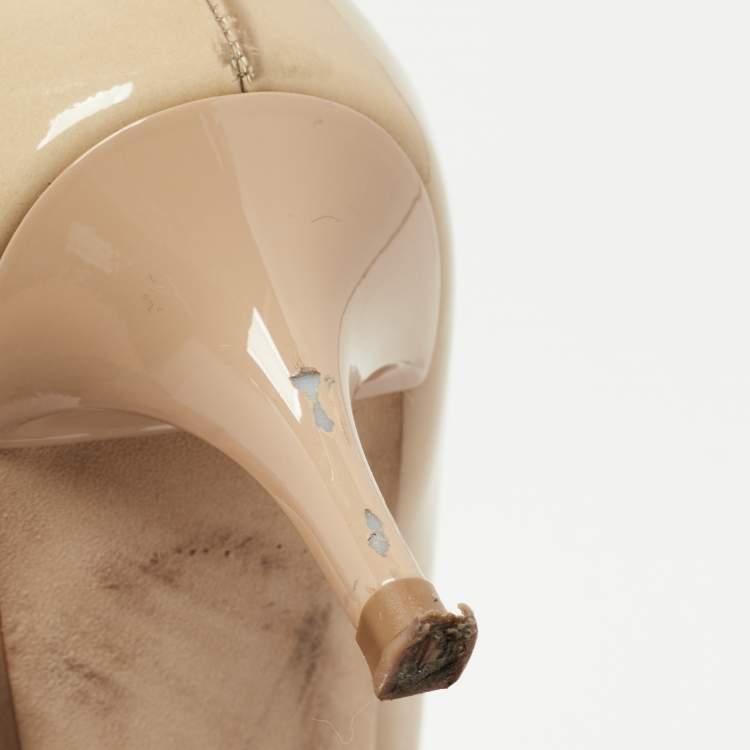 Pre Owned Jimmy Choo Beige Patent Leather Allure Pumps Size 37
