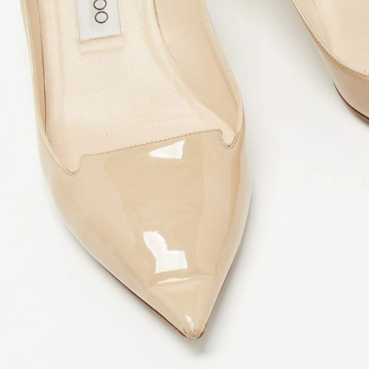 Pre Owned Jimmy Choo Beige Patent Leather Allure Pumps Size 37