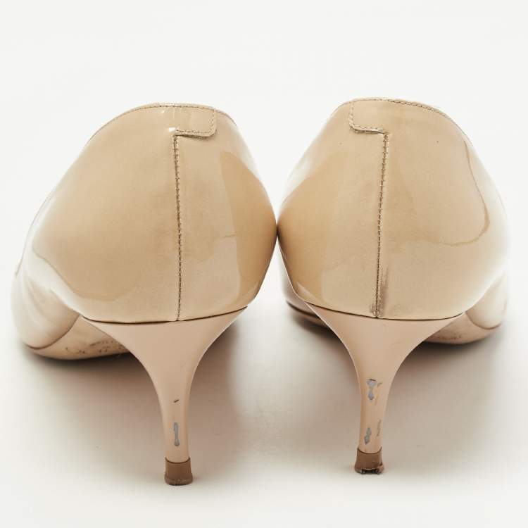 Pre Owned Jimmy Choo Beige Patent Leather Allure Pumps Size 37