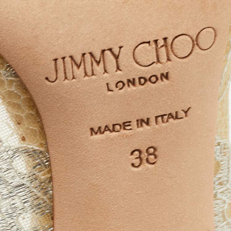 Pre Owned Jimmy Choo Beige Mesh and Lace Romy Pumps Size 38