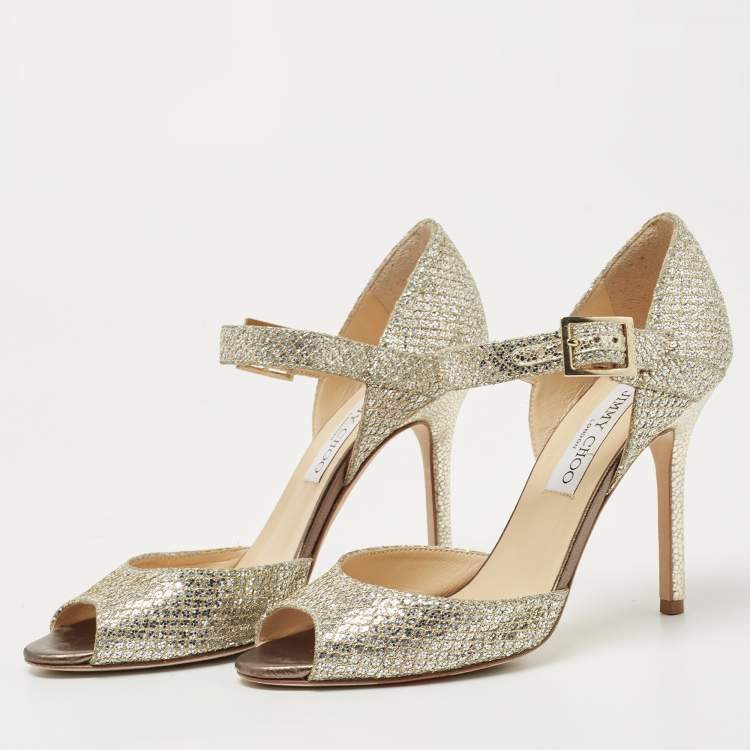 Jimmy Choo Heloise Metallic Ankle-Strap Platform Sandals | Neiman Marcus