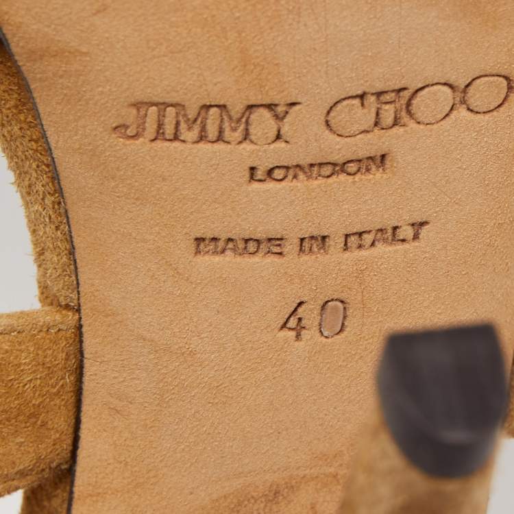 Pre Owned Jimmy Choo Brown Suede Vamp Platform Stappy Sandals Size 40