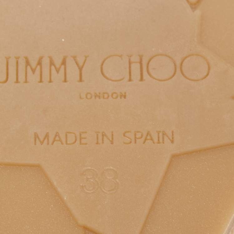 Pre Owned Jimmy Choo Silver Leather Logo Embossed Deedee Cork Platform Wedge Sandals Size 38
