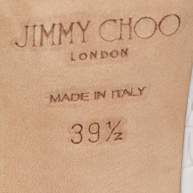 Pre Owned Jimmy Choo White Croc Embossed Leather Love Pumps Size 39.5
