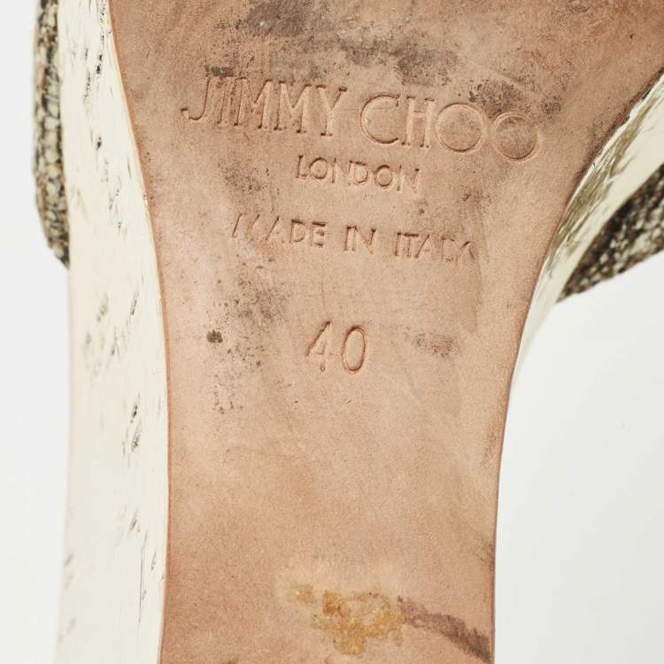 Pre Owned Jimmy Choo Metallic Tweed Perfume Wedge Sandals Size 40