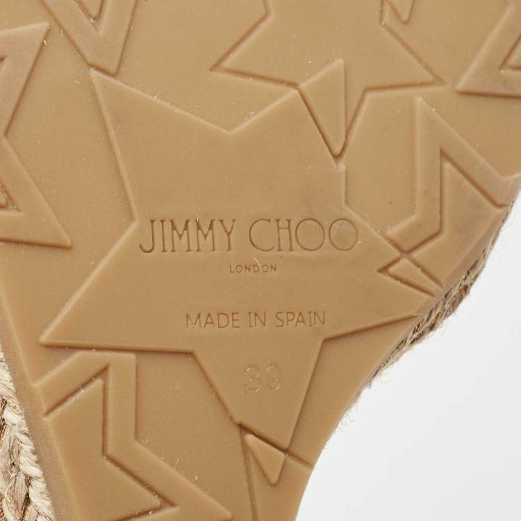 Pre Owned Jimmy Choo Off White Leather Dakota Wedge Sandals Size 39