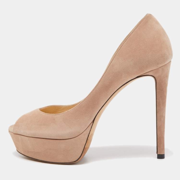 مملوكة مسبقًا Jimmy Choo Beige Suede Dahlia Pumps Size 37
