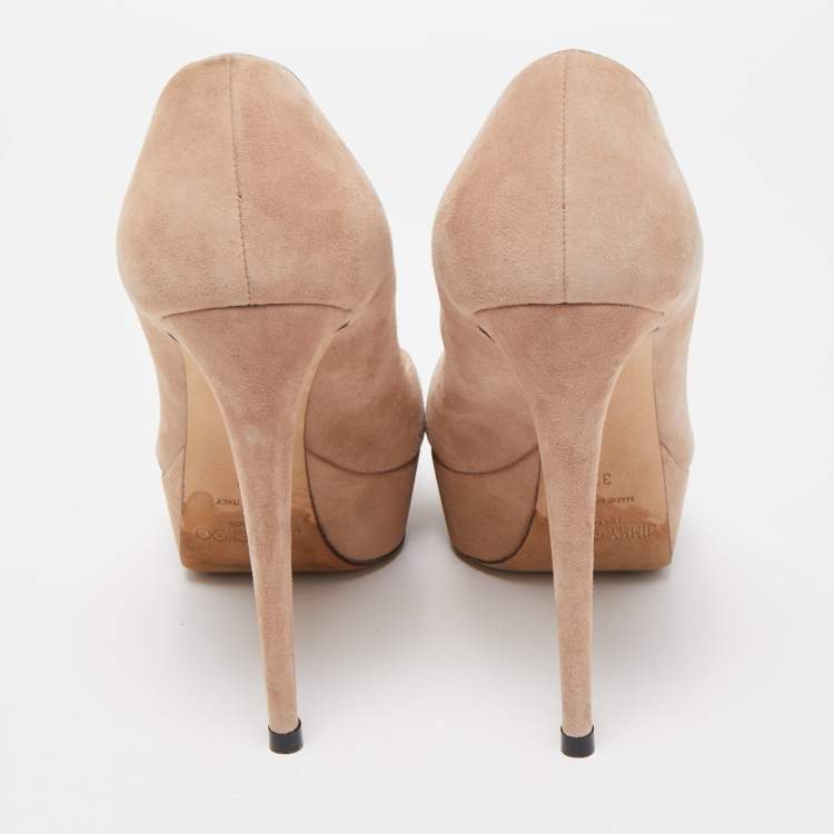 مملوكة مسبقًا Jimmy Choo Beige Suede Dahlia Pumps Size 37