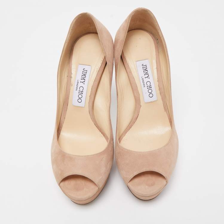 مملوكة مسبقًا Jimmy Choo Beige Suede Dahlia Pumps Size 37