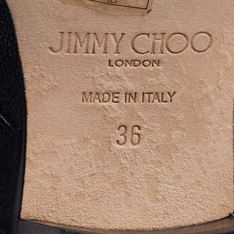 Pre Owned Jimmy Choo Black Leather Studded Detail Ankle Boots Size 36