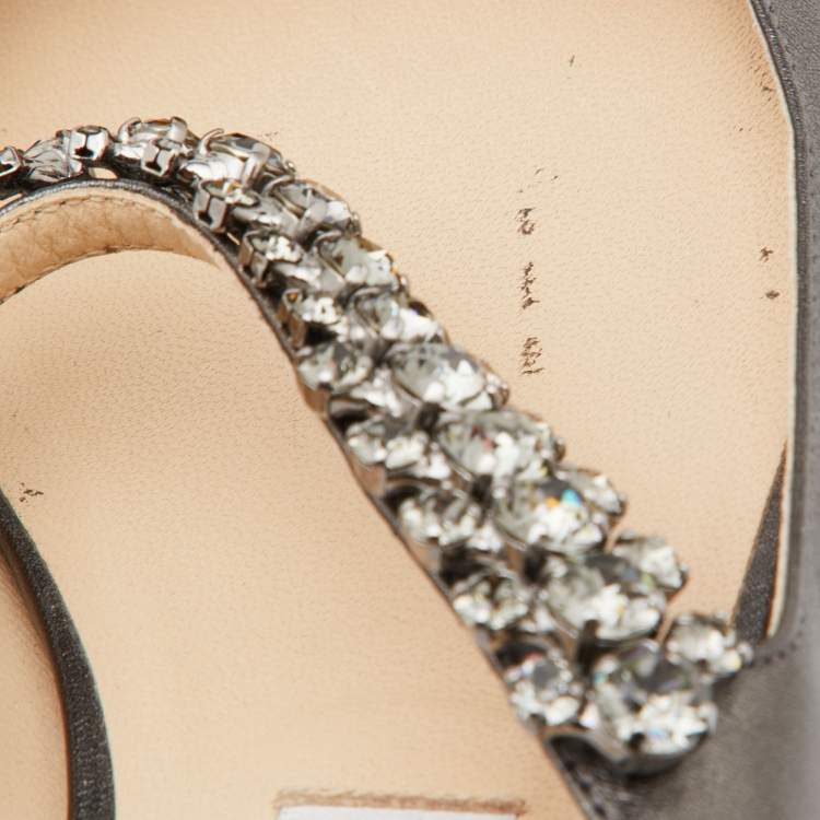 Pre Owned Jimmy Choo Metallic Leather Pointed Toe Mules Size 39