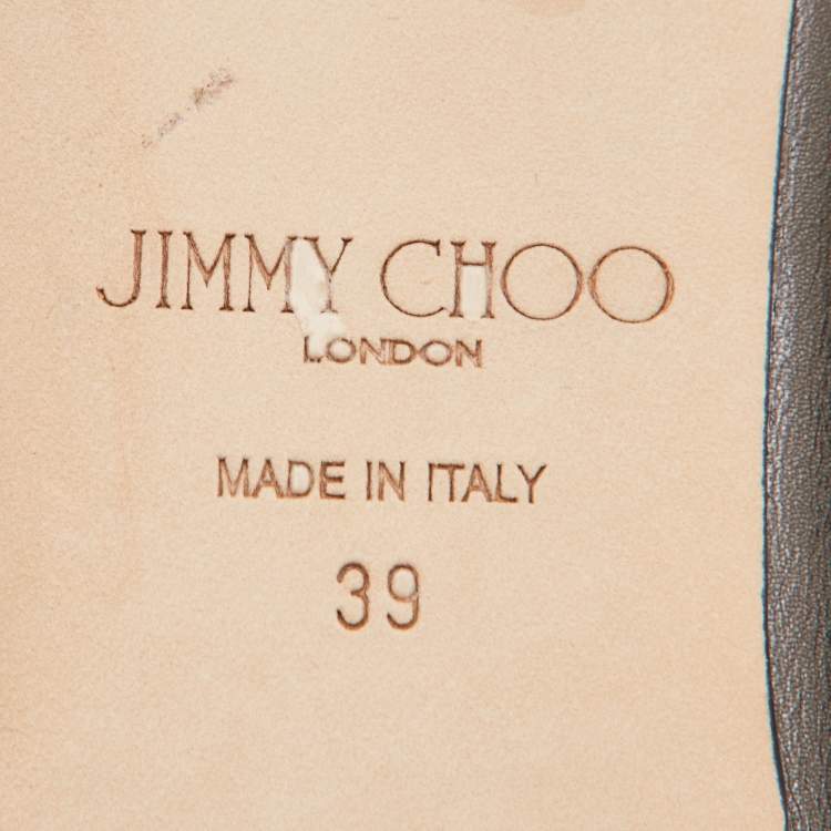 Pre Owned Jimmy Choo Metallic Leather Pointed Toe Mules Size 39