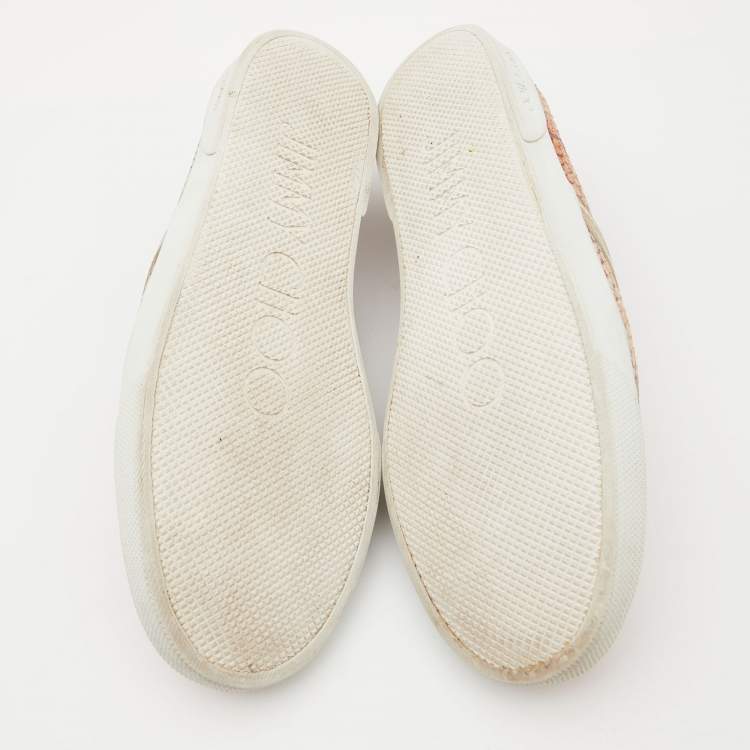 Pre Owned Jimmy Choo Brown Snakeskin Embossed Brooklyn Slip On Sneakers Size 37.5