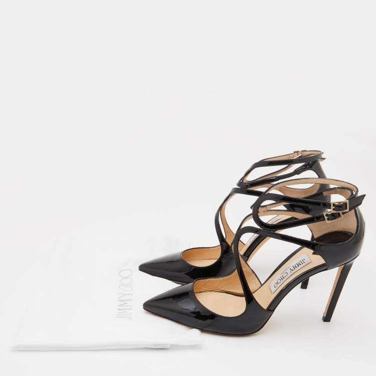 Pre Owned Jimmy Choo Black Patent Leather Lancer Pumps Size 39