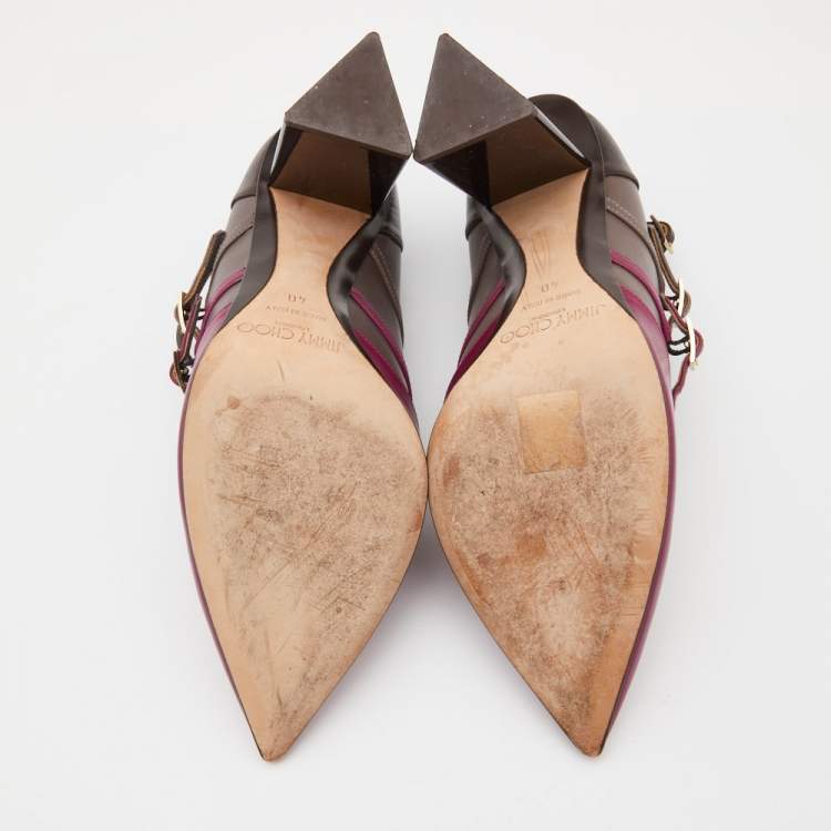 Pre Owned Jimmy Choo Tricolor Leather Strappy Pumps Size 40