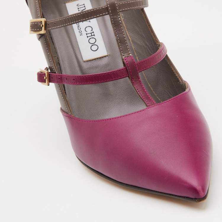 Pre Owned Jimmy Choo Tricolor Leather Strappy Pumps Size 40