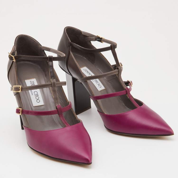 Pre Owned Jimmy Choo Tricolor Leather Strappy Pumps Size 40